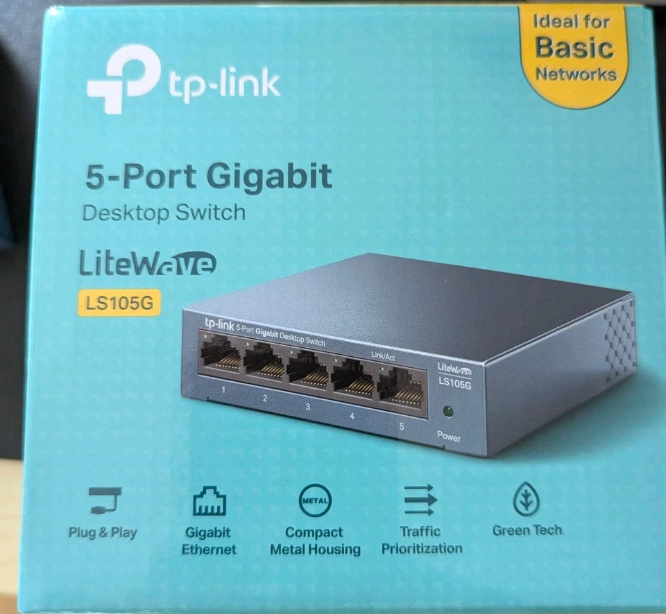 TP-LINK LiteWave LS1005G 5-Port Gigabit Desktop Switch - Schwarz - Bild 1 von 1