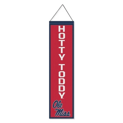 Ole Miss Hotty Toddy 8x32 Inch Vertical Wool Embroidered Hanging Banner - Image 1 of 4