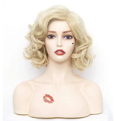 Женский полный средний часть блондинка короткий волнистый парик, длина плеча натуральные кудри - Изображение 1 из 4