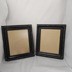 Set of 2 Ornate Black Picture Frames 13x11 Holds 8x10 Glass Intact Wall Decor - Picture 1 of 6