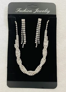 NWT Wedding Jewelry Set Bride Bridesmaid Necklace And Earrings Zirconia Women - Picture 1 of 4