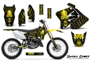 Kit de gráficos Suzuki RM 125 250 2001-2009 CALCOMANÍAS CREATORX CALAVERA JEFE AMARILLO - Imagen 1 de 1