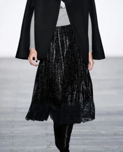 Vivienne Tam Designer Pleat Tinsel Skirt In Black Size P/Aus XS - Picture 1 of 11