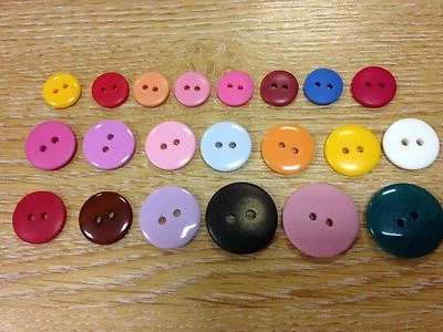 Smartie BUTTONS x6 11mm-20mm matt glossy pearlescent VARIOUS COLOURS round - Image 1 of 3