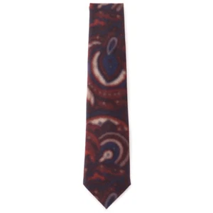 Isaia Napoli 7 Fold Navy-Burgundy Abstract Paisley Cashmere Tie NWT - Picture 1 of 4