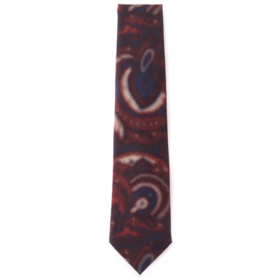 Corbata Isaia Napoli 7 pliegues azul marino-borgoña abstracta cachemir nueva con etiquetas Foto 1 de 4