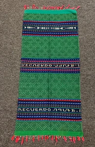 ALFOMBRA CORREDOR TEXTIL CEREMONIAL TEJIDA A MANO GUATEMALTECA DE COLECCIÓN ALGODÓN FINO CON FLECOS - Imagen 1 de 10