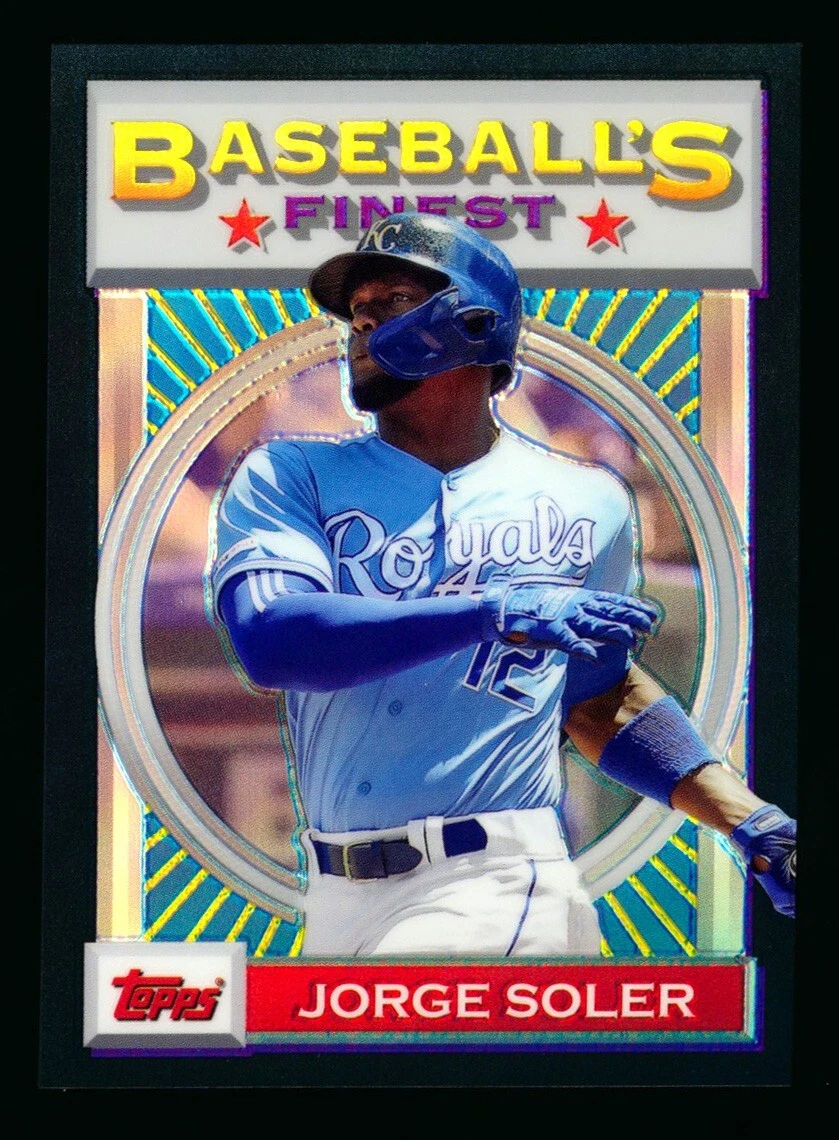 2020 TOPPS FINEST FLASHBACKS JORGE SOLER 1993 BLACK REFRACTOR ROYALS SP #22/25!