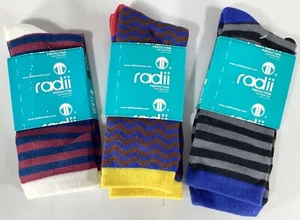 radii Footwear Luxury Socks Set of 3 Stripes Chevron Red Blue Black Gray NIPWT - Picture 1 of 4