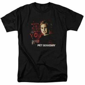 Pet Sematary I Want To Play T Shirt Mens Licensed Horror Movie Tee Black - Picture 1 of 2