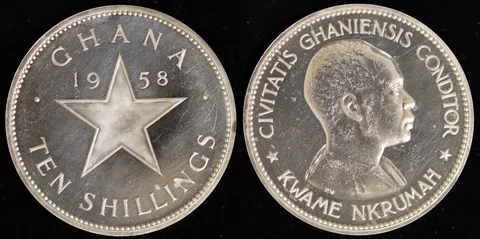 1958 Proof Ghana 10 Shillings KM# 7 Cover