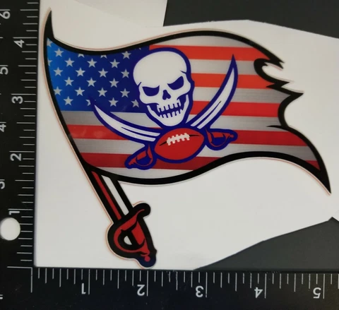 TAMPA BAY BUCCANEERS CHROME LOOK FLAG FULL SIZE Football Helmet Decals Cover