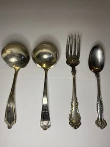 Silberauflage Servier Lot (4) Vintage Sheffield Associated 1847 Rogers Bros Party - Bild 1 von 9