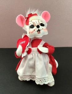 Annalee Doll 2016 8” Valentine Girl Mouse Posable Plush New W/ Tags Heart Mint - Picture 1 of 12