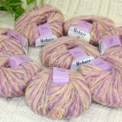 Venda nova 8 bolas X25g luxo mohair macio envoltório quente xale tricô à mão fio de crochê - Imagem 1 de 4