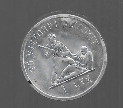 1969 Albanian Coin  1 LEKE. 25 years liberty. AUNC. P8 - Image 1 of 2