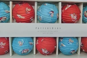Pottery Barn Red Blue Paper Ball Lantern String Light Set- 10 ft. - Picture 1 of 2