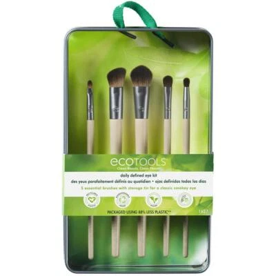 EcoTools Makeup Brush 5 Set Eye Shadow Synthetic Flat Bamboo Angled Brushes - Image 1 of 4