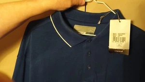Cutter & Buck Mens DryTec Golf Polo True Blue w/White Trim Collar & Sleeves - Picture 1 of 1