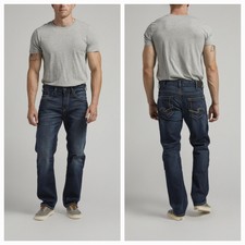 NEW Silver Jeans Co Eddie Relaxed Tapered Dark Blue Mens Denim Jeans Sz 42×30