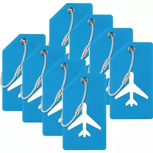 8 Pack Silicone Luggage Tags with Stainless Steel Loop for Suitcases Travel Bags - Picture 1 of 6