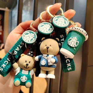 NEW PVC Starbucks Key Chain Cute teddy bear doll Keychain Bag Pendant gift - Picture 1 of 15