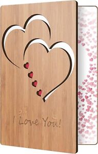 Handmade Sustainable Bamboo Love Cards For couples - Wife, Husband, Girlfriend H