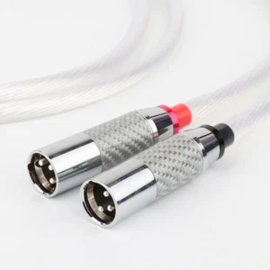 RCA to XLR Plug Pair OFC Copper Silver Plated Wire HiFi Audio Interconnect Cable - Picture 1 of 7