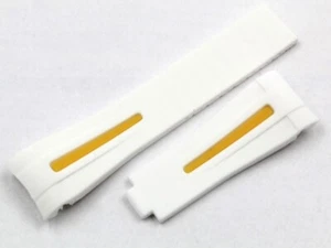 Watch Strap Silicone White Ruler Yellow 20/16mm Adjustable New Unisex Promo 50% - Picture 1 of 4