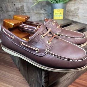 Timberland 2 Eye Boat Deck Schuh - Herren Leder Komfort Freizeit Mokassin UK8,5 Weite - Bild 1 von 11