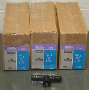 (225) PVC Tee Fitting 1402-101, 3/4" Hose Barb x 1/2" NPT, Polyethylene Insert - Picture 1 of 8