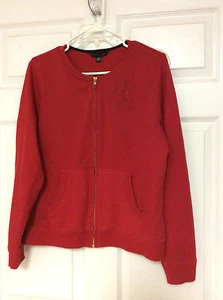 Tommy Hilfiger Ladies Lightweight Jacket Size Large Red Zip Front 32 - Picture 1 of 8