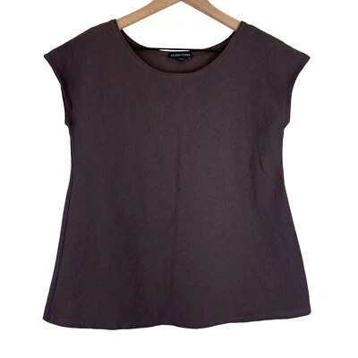 Eileen Fisher Cobblestone Washable Stretch Crepe Cap Sleeve Top Size XS - Image 1 of 4