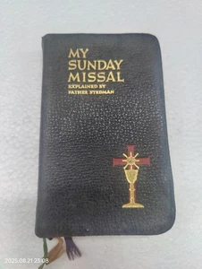 My Sunday Missal Sealskin Leather Fr. Stedman 1944 Latin-English Catholic - Picture 1 of 10