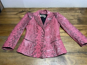 PLEIN SUD FAYCAL AMOR Blazer Jacket Size 6 Pink Real Snake Skin - Picture 1 of 13