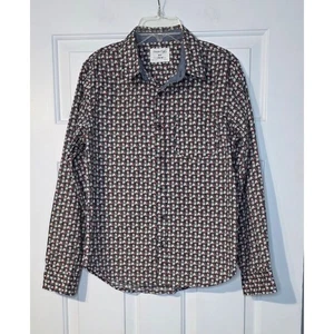 Sovereign Code Boys L 14/16 Christmas Dogs Santa Hat Button Long Sleeve Shirt - Picture 1 of 7