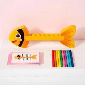 Wooden Fishbone Matching Toy Learning Fine Motor for Kids Boy Girls 3+Years - Picture 1 of 7