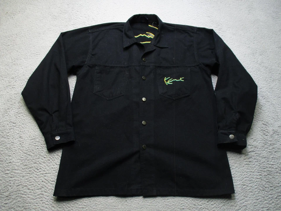 Chaqueta Jeans Karl Kani De Colección Para Hombres L Negra Denim Camisa Abrigo Años 90 Hip Hop Tupac Foto 1 de 4