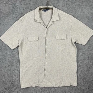 Polo Ralph Lauren Mens Button Down Shirt Gray Cotton Knit S/S Nautical Casual XL - Picture 1 of 9