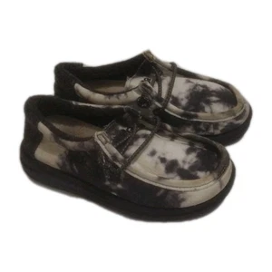 size 11 Hey Dude Boy's Wally Youth Thunderstruck Tie Dye Lace Up Loafers - Picture 1 of 7