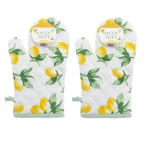 2pc Lemons Single Oven Glove Insulated Kitchen Mitt Pot Holder Green & Yellow - Picture 1 of 1