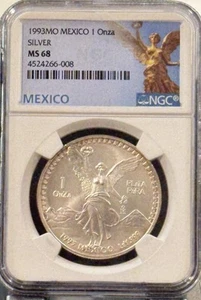 Mexico - 1 oz - 1993 Libertad NGC MS68 .999 Silver High Grade Tonerš„ - Picture 1 of 6