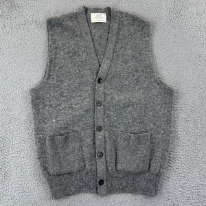 Vintage Lord Jeff Sweater Vest Mens XL Gray 70s Wool Cardigan Button Casual Knit - Picture 1 of 8