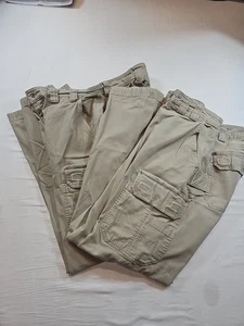 2- Duluth Trading Co Flex Fire Hose Pants Mens 36x36 Relaxed Fit Beige Utility - Picture 1 of 24