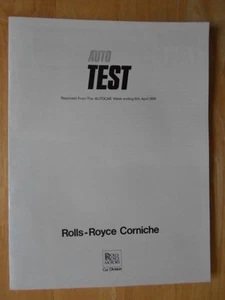 ROLLS ROYCE CORNICHE COUPE original UK Mkt 1974 Road Test Brochure - Picture 1 of 4
