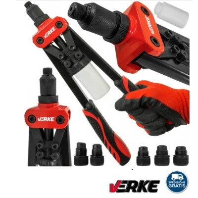 Rivettatrice Manuale 330 mm Professionale 5 Testine Con Serbatoio Porta Steli - Immagine 1 di 4