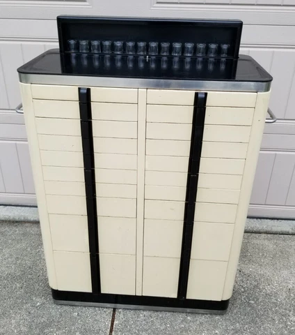 Deco Mid Century Dental Medical 20 Drawer American Cabinet Co. Bar or Kitchen Cover