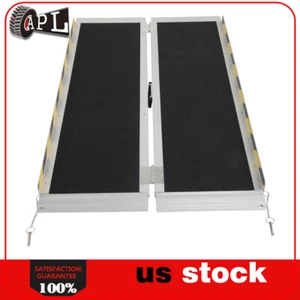 Folding Wheelchair Scooter Mobility Ramp Portable 600 Lbs Non-Slip 4ft Aluminum - Picture 1 of 13
