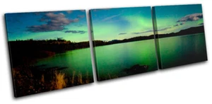 Northern Lights Night View Space TREBLE CANVAS WALL ART Picture Print VA - Picture 1 of 1