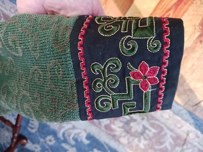 Cárdigan Suéter Lana Diseño Islandés L Inspiración Asiática Verde/Negro Rojo  Foto 1 de 4